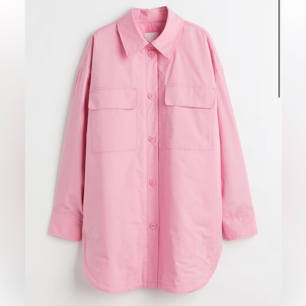 NWT H&M Pink Button-Up Padded Shacket in size medium